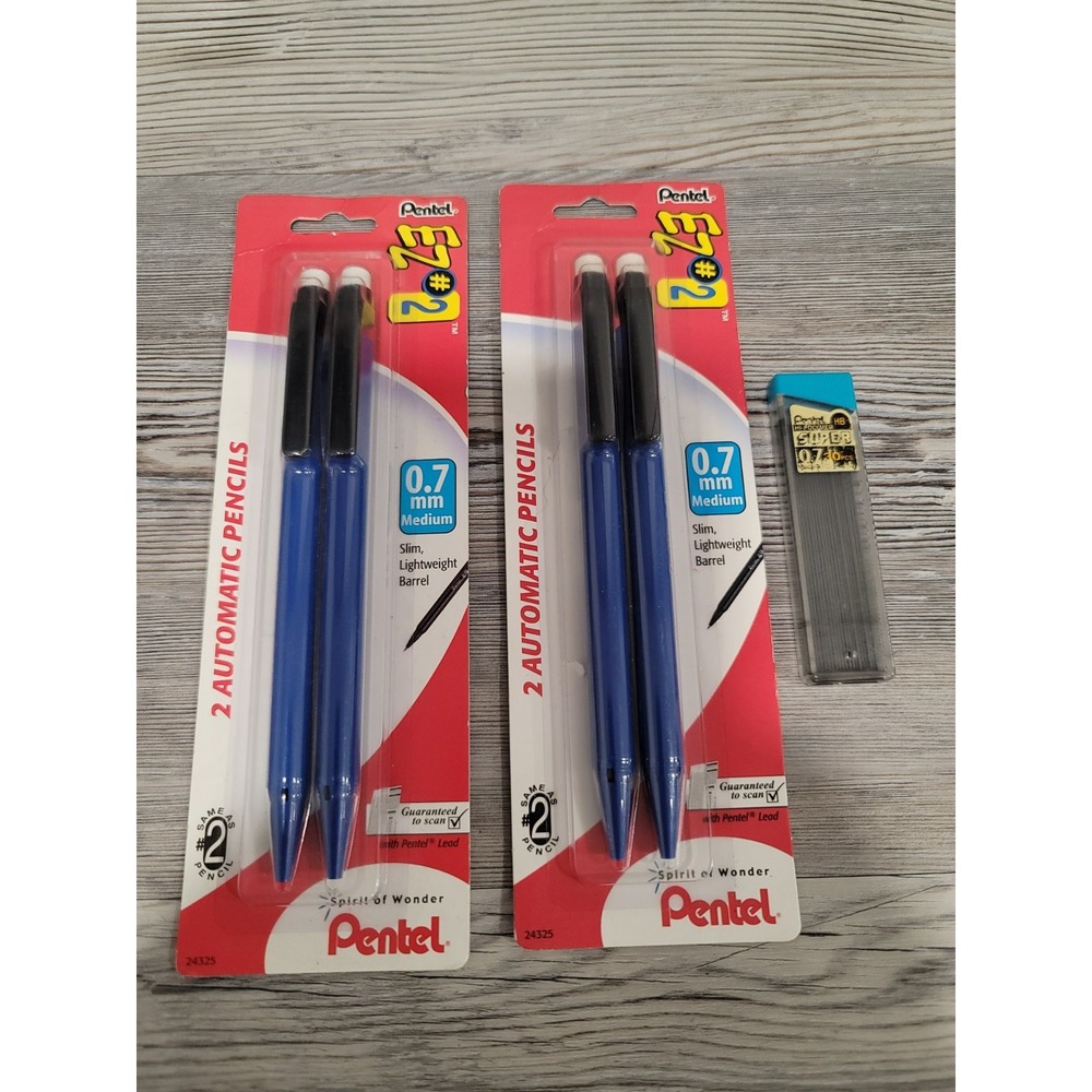 Set of 2 Pentel EZ#2 automatic mechanical pencils with refill lead 0.7mm
